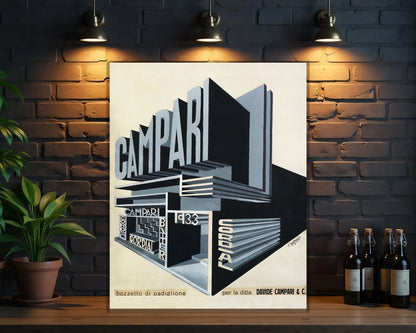 Campari Cordial 1933 Futurist Pavilion Expo Design Sign - Heavy Metal Cafe & Bar Decor