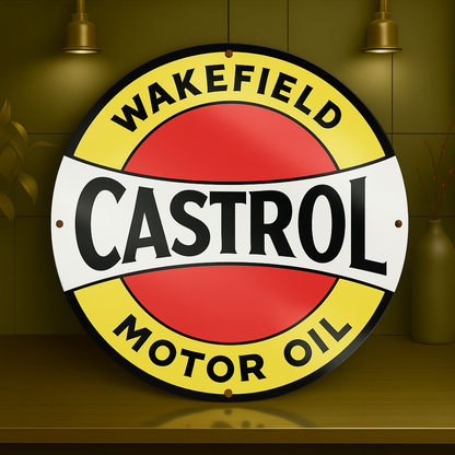 Wakefield Castrol Motor Oil Sign –  Heavy Metal Garage & Man Cave Decor