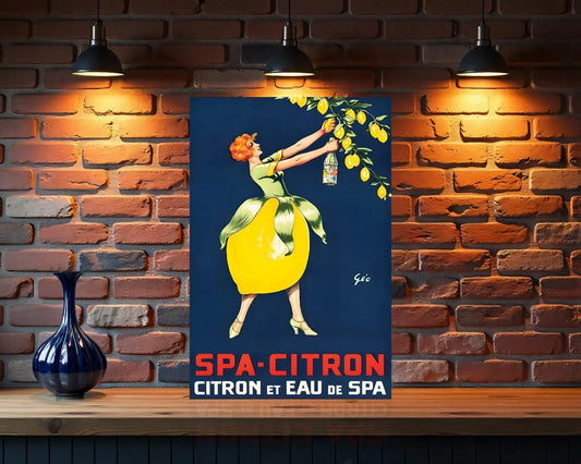 Spa - CItron Vintage Lemon Water Advertising Heavy Metal Sign – Garage & Man Cave Decor