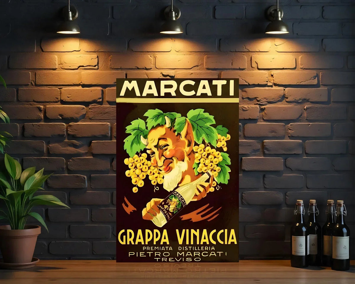 Marcati Grappa Vinaccia Heavy Metal Sign – Garage & Man Cave Decor