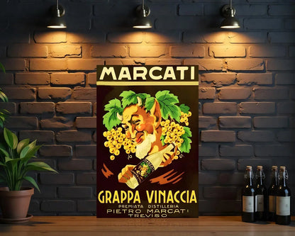 Marcati Grappa Vinaccia Heavy Metal Sign – Garage & Man Cave Decor