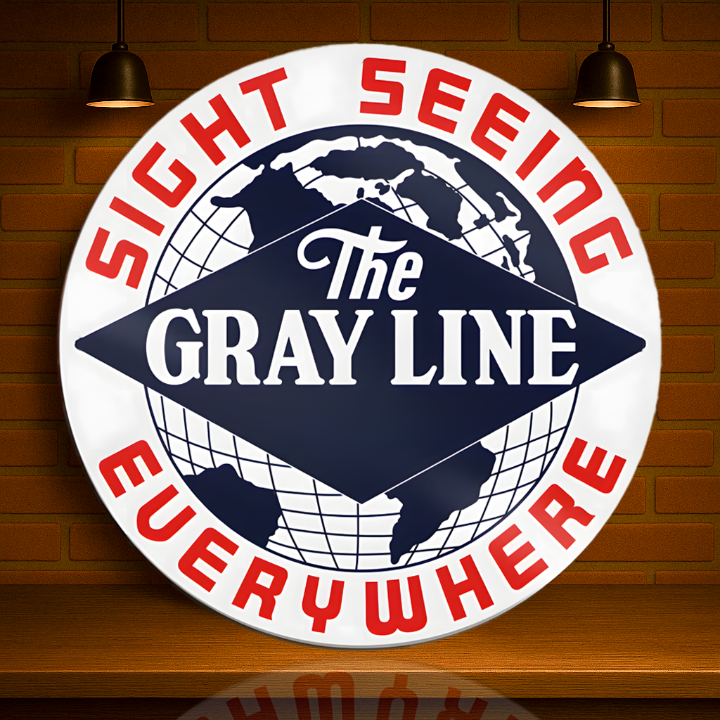 The Gray Line Sightseeing Everywhere Travel Agency Sign - Heavy Metal Home & Garage Decor