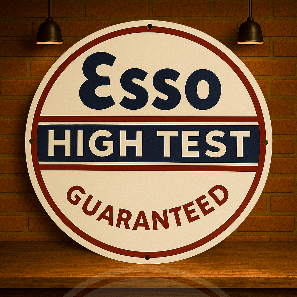 Esso High Test Guaranteed Gas Station Sign – Heavy Metal Home & Garage Decor