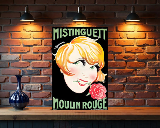 Mistinguett – Moulin Rouge Vintage French Sign - Heavy Metal Cafe & Bar Decor