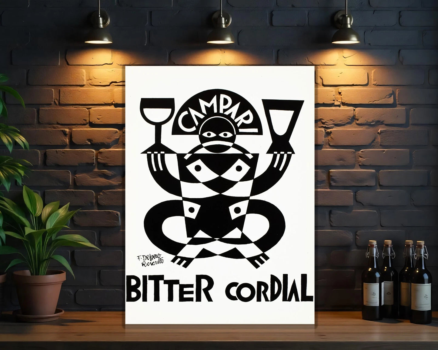 Campari Bitter Cordial Rare Depero Sign  - Heavy Metal Cafe & Bar Decor