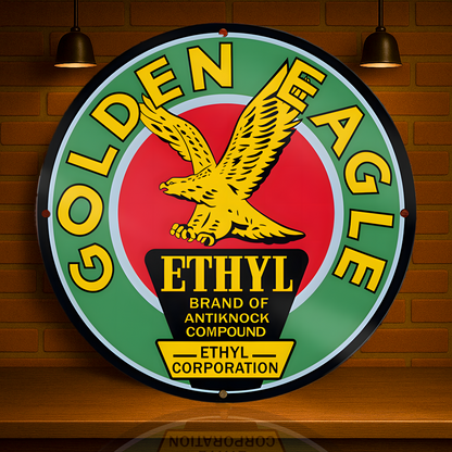 Golden Eagle Ethyl Gasoline Sign - Heavy Metal Home & Garage Decor