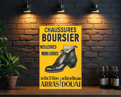 Chaussures Boursier Vintage French Shoe Sign - Heavy Metal Cafe & Bar Decor