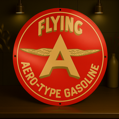 Flying A Aero-Type Gasoline Sign – Heavy Metal Garage & Man Cave Decor
