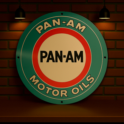 Pan-Am Motor Oils Sign  – Heavy Metal Garage & Man Cave Decor