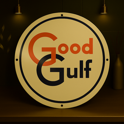 Good Gulf Round Heavy Metal Sign – Garage & Man Cave Decor
