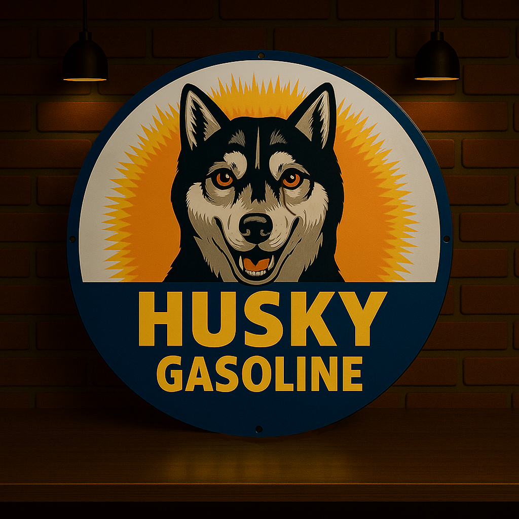 Husky Gasoline Sign – Heavy Metal Garage & Man Cave Decor