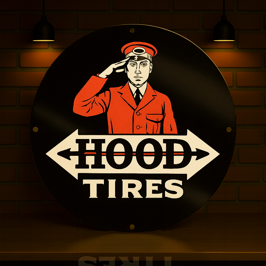 Hood Tires Sign – Heavy Metal Garage & Man Cave Decor