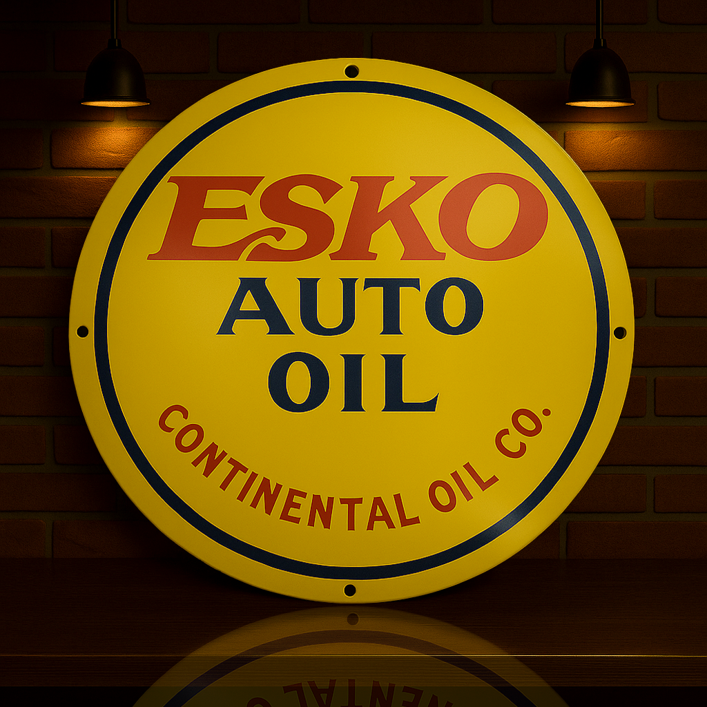 Esko Auto Oil Round Heavy Metal Sign – Garage & Man Cave Decor