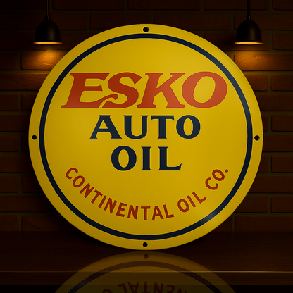 Esko Auto Oil Round Heavy Metal Sign – Garage & Man Cave Decor