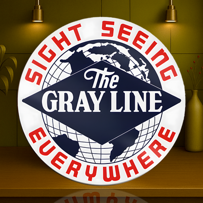 The Gray Line Sightseeing Everywhere Travel Agency Sign - Heavy Metal Home & Garage Decor