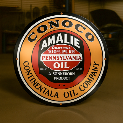 CONOCO AMALIE Pennsylvania Oil Sign – Heavy Metal Garage & Man Cave Decor