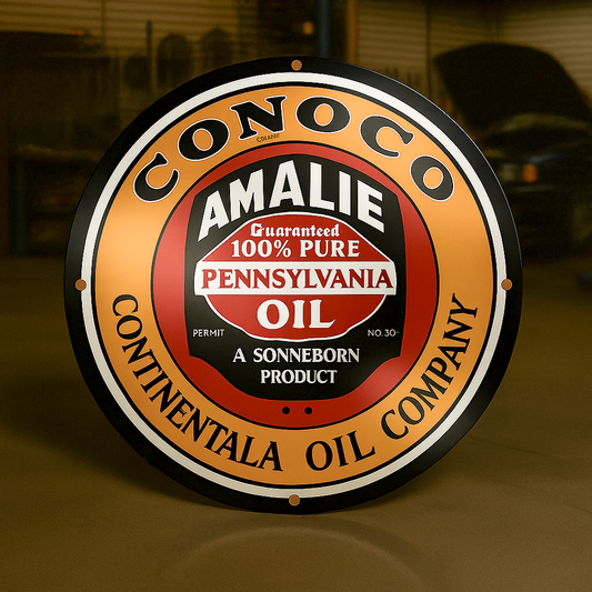 CONOCO AMALIE Pennsylvania Oil Sign – Heavy Metal Garage & Man Cave Decor