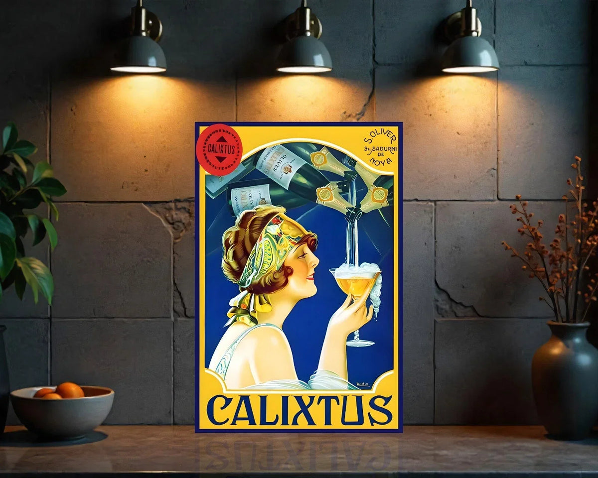 Calixtus Spanish Sparkling Wine Heavy Metal Sign – Garage & Man Cave Decor