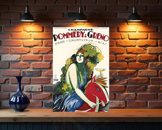 Champagne Pommery & Greno Heavy Metal Sign – Garage & Man Cave Decor