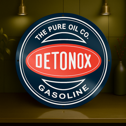 Detonox Gasoline Sign – Heavy Metal Garage & Man Cave Decor