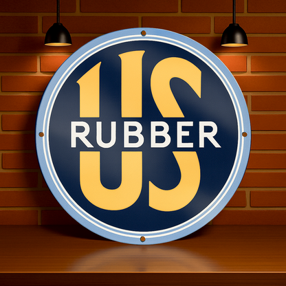 US RUBBER Vintage Industrial Heavy Metal Wall Sign  –  Garage & Man Cave Decor