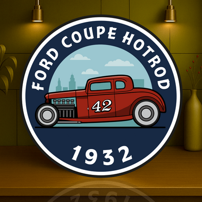 FORD COUPE Hotrod Number 42 Legend  Heavy Metal Sign (1932) – Garage & Man Cave Decor