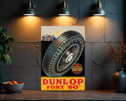 DUNLOP FORT '90' Vintage Sign – Large Heavy Metal Garage & Tyre Sign