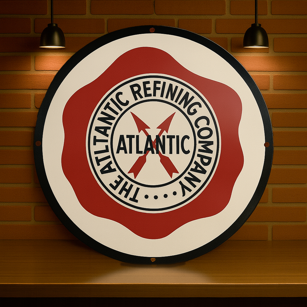 THE Atlantic Refining Company Round Heavy Metal Sign – Garage & Man Cave Decor