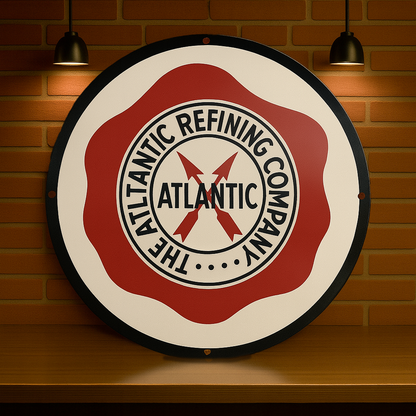 THE Atlantic Refining Company Round Heavy Metal Sign – Garage & Man Cave Decor