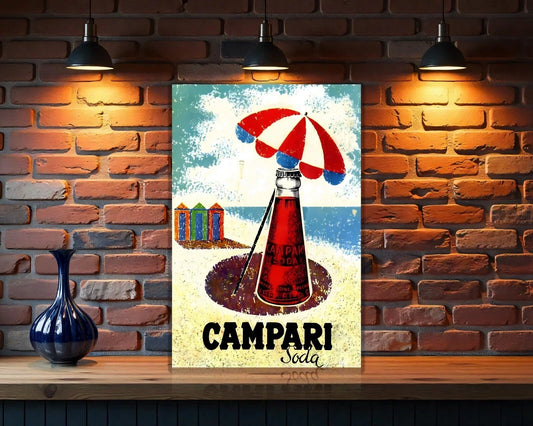 Campari Soda - Beach Umbrella Edition Heavy Metal Sign – Garage & Man Cave Decor