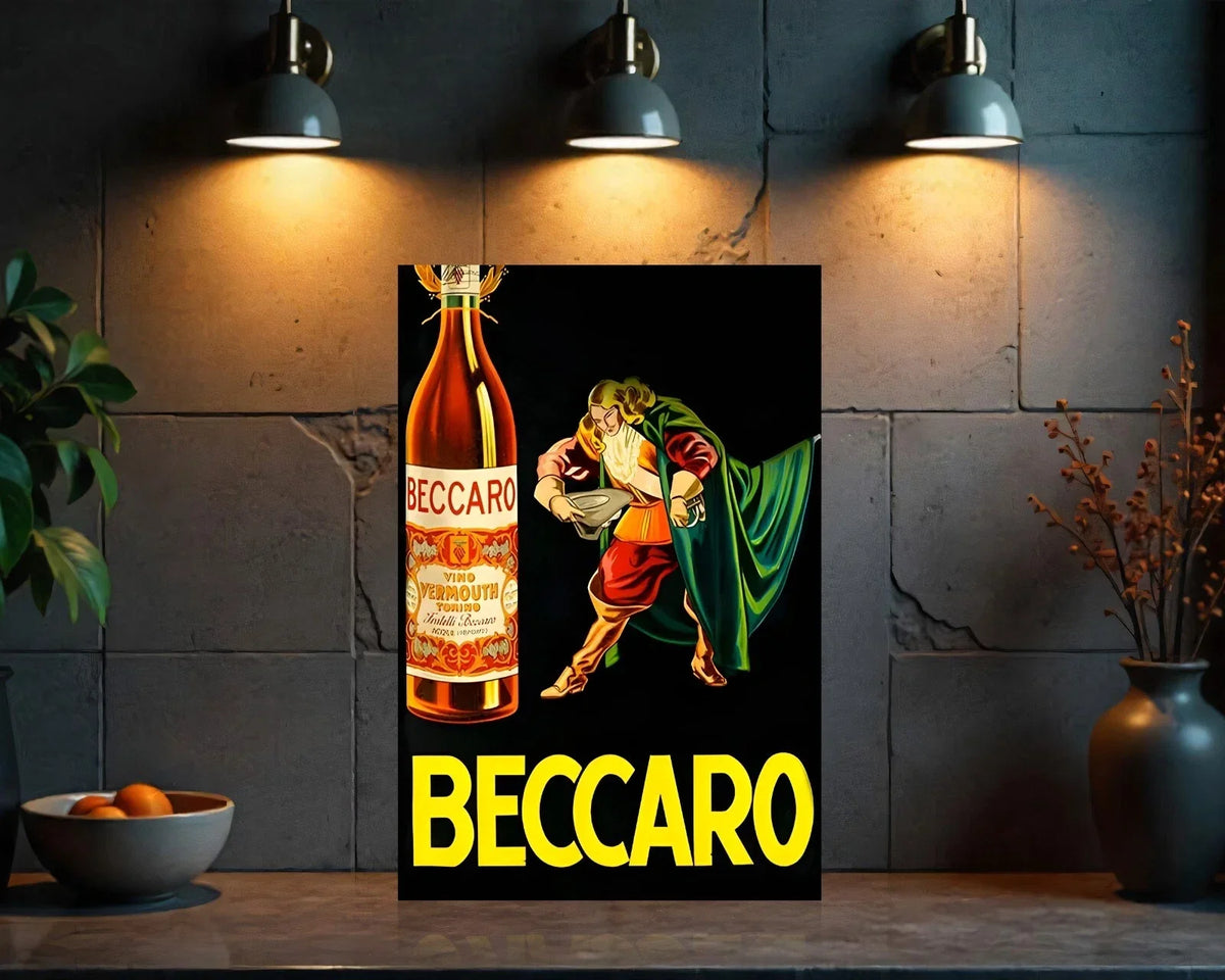Beccaro Vermouth Heavy Metal Sign – Garage & Man Cave Decor