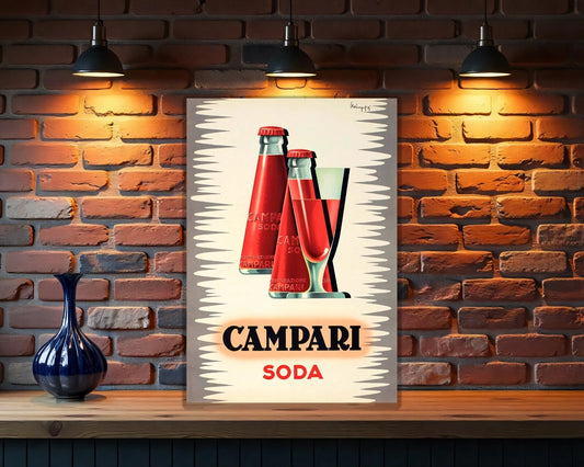 Campari Soda Vintage Retro Italian Beverage Sign - Heavy Metal Cafe & Bar Decor