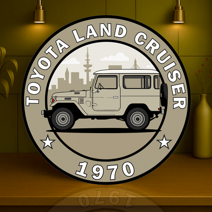 Toyota Land Cruiser 1970 FJ40 Beige Edition Sign  –  Heavy Metal Garage & Service Sign