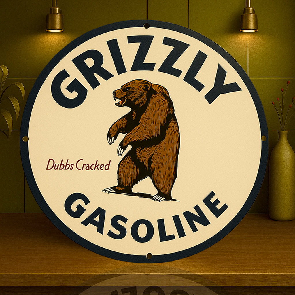 Grizzly Bear Oil Company Gasoline Sign - Heavy Metal Home & Garage Decor