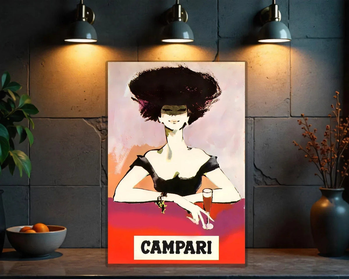 Campari "Afro Lady" Italian Bar Heavy Metal Sign – Garage & Man Cave Decor
