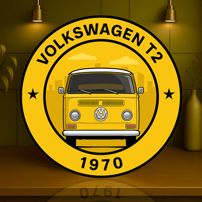 Volkswagen 1970 T2 Kombi Yellow Edition Sign  –  Heavy Metal Garage & Service Sign