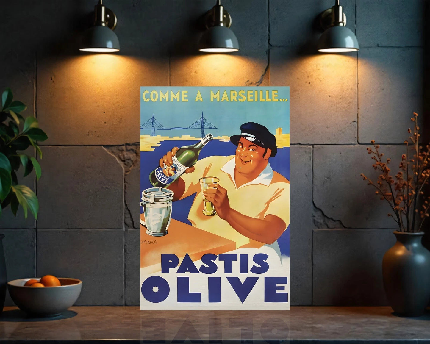 PASTIS OLIVE Vintage Sign- Heavy Metal Cafe & Bar Decor