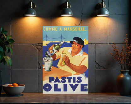 PASTIS OLIVE Vintage Sign- Heavy Metal Cafe & Bar Decor