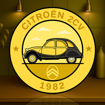 Citroën 2CV (1982) The French Icon of Simplicity Sign  –  Glossy Heavy Metal Garage Decor