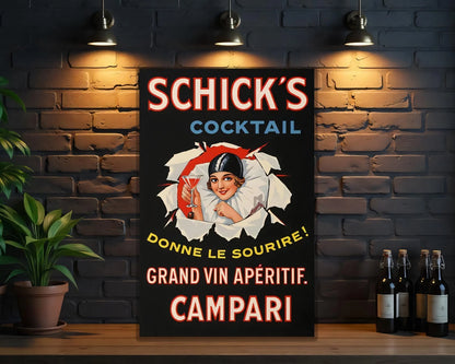 Campari French Schick’s Cocktail Sign - Heavy Metal Cafe Decor
