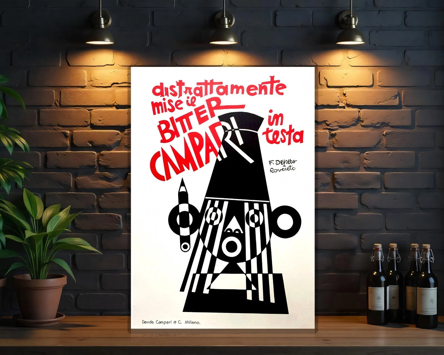 Campari Bitter Distrattamente Futurist Depero Sign  - Heavy Metal Cafe & Bar Decor