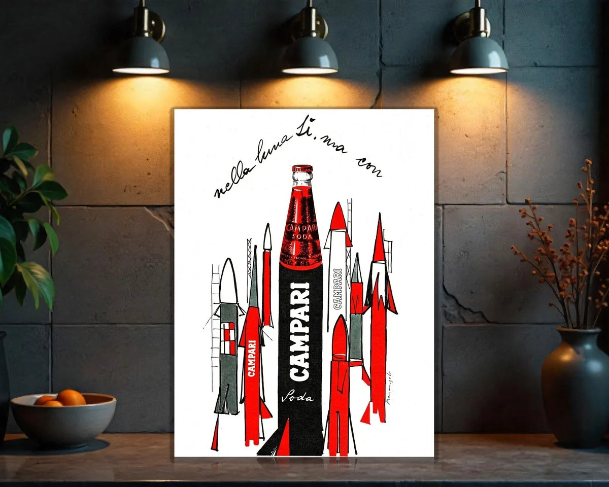 Campari Soda Rocket Space Age Heavy Metal Sign – Garage & Man Cave Decor