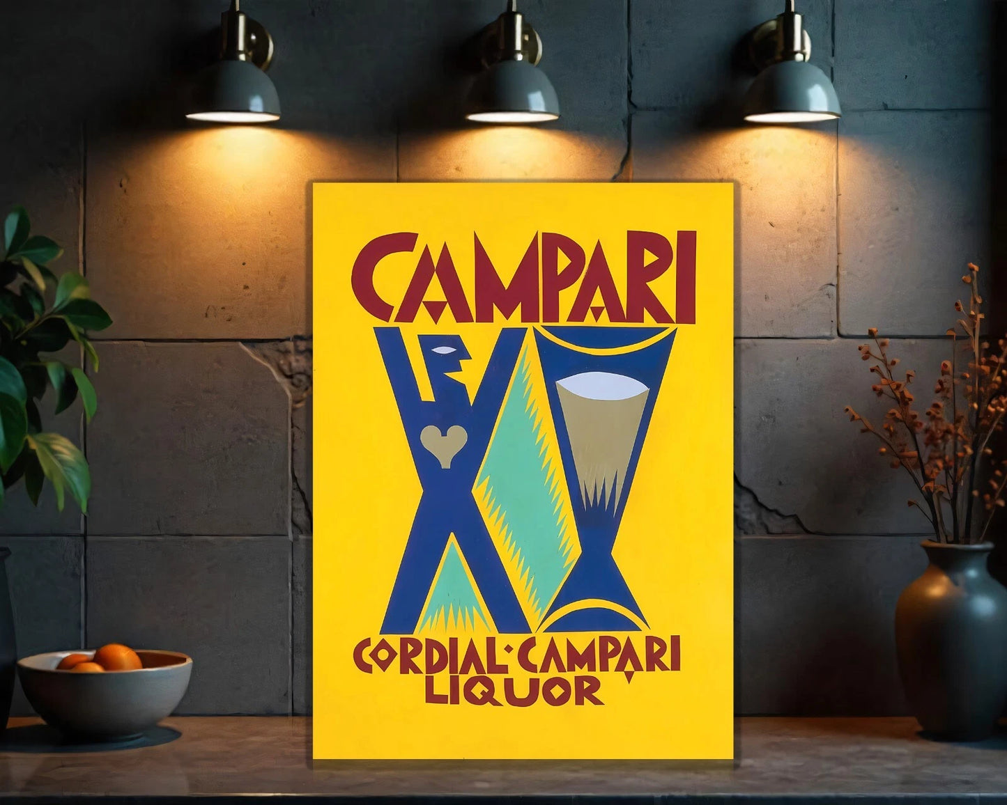 Campari Cordial Art Deco Hourglass Sign - Heavy Metal Cafe & Bar Decor