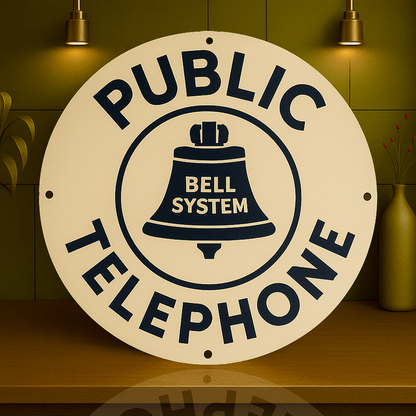 Bell System Public Telephone Sign - Telecom Wall Art – Heavy Metal Home & Garage Decor