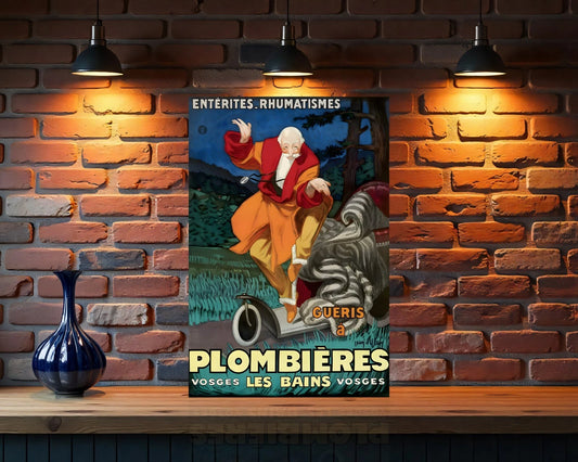 Plombières-les-Bains French Medical Spa Sign - Heavy Metal Cafe & Bar Decor