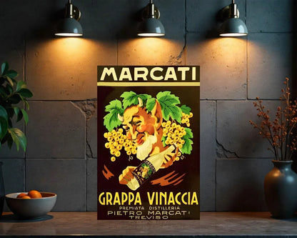 Marcati Grappa Vinaccia Heavy Metal Sign – Garage & Man Cave Decor