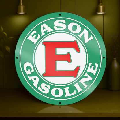 Eason Gasoline Round Heavy Metal Sign – Garage & Man Cave Decor