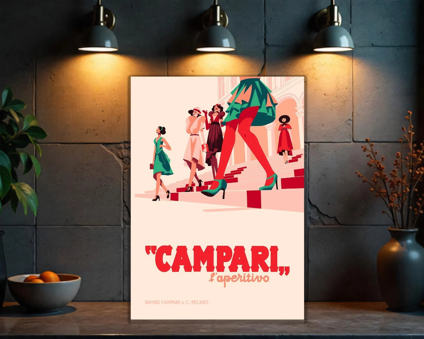 Campari Italian Aperitivo Fashion Stairs Sign - Heavy Metal Cafe & Bar Decor