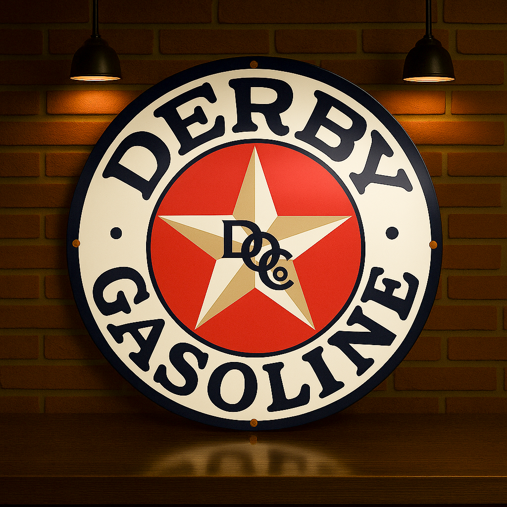 Derby Gasoline Star Sign – Heavy Metal Garage & Man Cave Decor