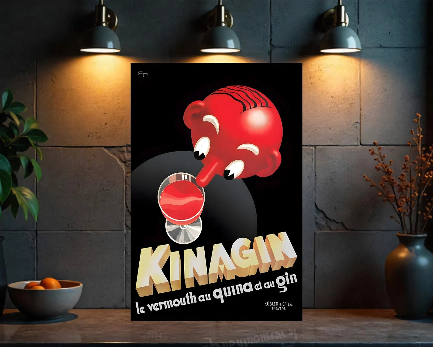 Kinagin Vermouth Mid-Century French Quinine & Gin Sign - Heavy Metal Cafe & Bar Decor